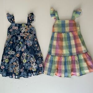 GAP Baby Clothes Girl Kids Summer Floral and Plaid Dress Duo